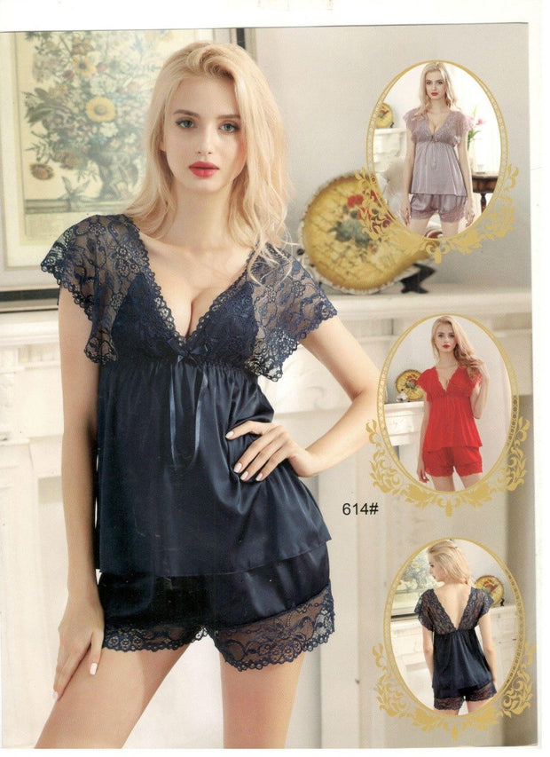 2 Pcs Sexy Short Nighty -Black