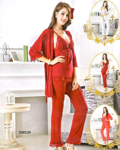 3 Pcs Slik Ladies Nightwear - 53012