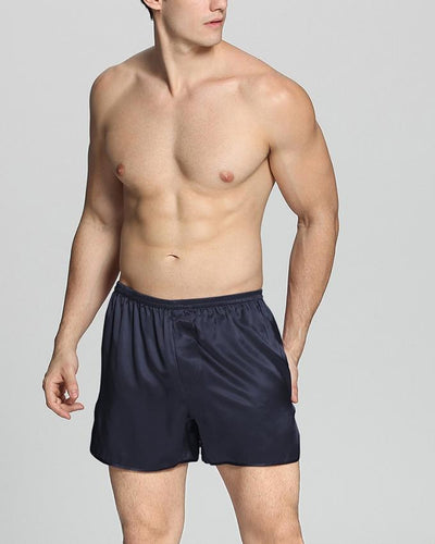 Navy Blue Color Silk Satin Boxer For Men's - Sb01-Nv