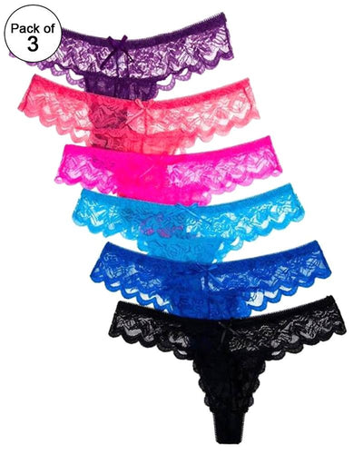 Pack of 3 - Sexy Summer Soft Cotton Net Panty For Ladies