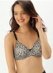 Sexy Cheetah Style Bra - Black & White - Soft Padded Underwired