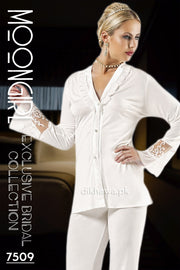 Moongirl - Exclusive Bridal Wedding Nightdress & 2Pc Pajama Set 7509 - Turkish Brand
