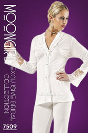 Moongirl - Exclusive Bridal Wedding Nightdress & 2Pc Pajama Set 7509 - Turkish Brand
