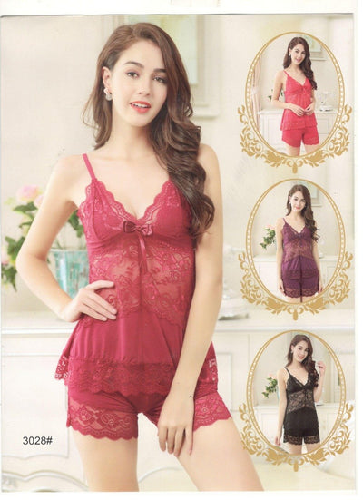 2 Pcs Sexy Short Nighty - Red