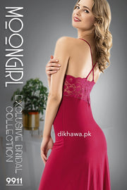 Moongirl - Exclusive Bridal Wedding Nightwear 2Pc Long Nighty Set with Robe 9911 - Turkish Brand