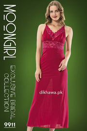 Moongirl - Exclusive Bridal Wedding Nightwear 2Pc Long Nighty Set with Robe 9911 - Turkish Brand