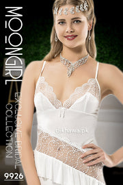 Moongirl - Exclusive Bridal Wedding Nightwear 2Pc Long Nighty Set with Robe 9926 - Turkish Brand