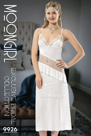 Moongirl - Exclusive Bridal Wedding Nightwear 2Pc Long Nighty Set with Robe 9926 - Turkish Brand