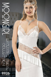 Moongirl - Exclusive Bridal Wedding Nightwear 2Pc Long Nighty Set with Robe 9926 - Turkish Brand