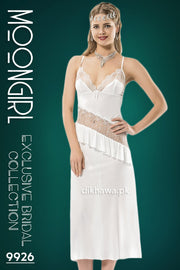 Moongirl - Exclusive Bridal Wedding Nightwear 2Pc Long Nighty Set with Robe 9926 - Turkish Brand