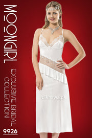 Moongirl - Exclusive Bridal Wedding Nightwear 2Pc Long Nighty Set with Robe 9926 - Turkish Brand