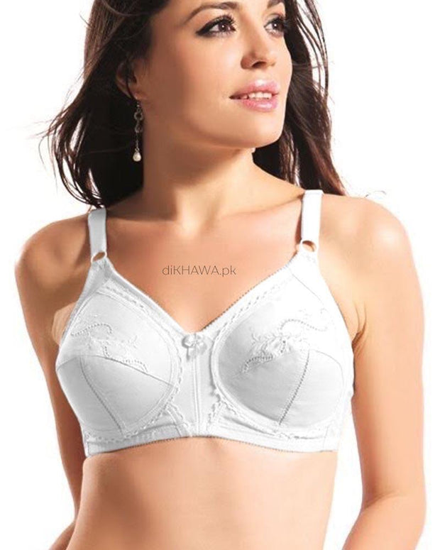 Citin Bra - Flourish - White Bra - Non Padded & Non Wired Bra - Minimizer Bra