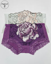Pack of 2 Embroidered Lace Panty – AF-104 – Mix Colors