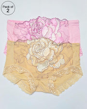 Pack of 2 Embroidered Lace Panty – AF-104 – Mix Colors