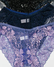 Pack of 3 Womens Embroidered Lace Soft Panties Brief Underwear – AF-106 – Mix Colors