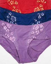 Pack of 3 Embroidered Sexy Lingerie Underwear Lace Thong Panties – AF-107 – Mix Colors