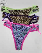 Pack of 3 Womens Thong Underwear Panties – AF-109 – Mix Colors