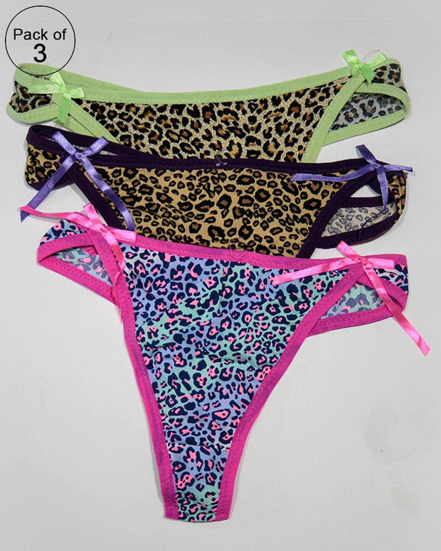 Pack of 3 Womens Thong Underwear Panties – AF-109 – Mix Colors