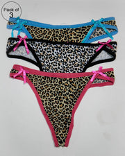 Pack of 3 Womens Thong Underwear Panties – AF-109 – Mix Colors