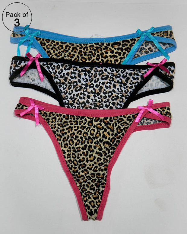 Pack of 3 Womens Thong Underwear Panties – AF-109 – Mix Colors