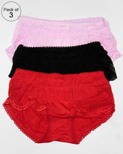 Pack of 3 Womens Soft Cotton Underwear Panties – AF-110 – Mix Colors