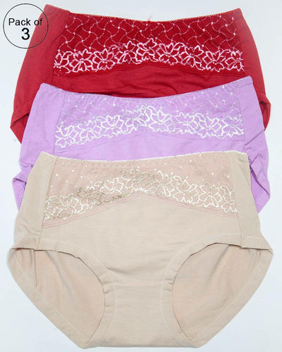Pack of 3 Womens Soft Cotton Underwear – AF-111 – Mix Colors