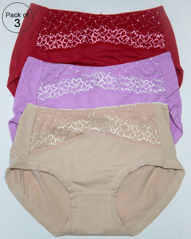 Pack of 3 Womens Soft Cotton Underwear – AF-111 – Mix Colors
