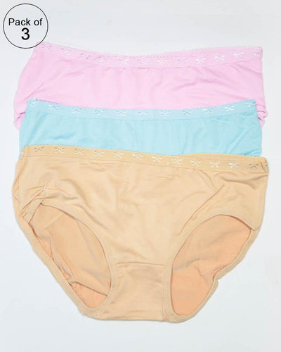Pack of 3 Women Soft Cotton Plain Panty – AF-115 – Mix Colors