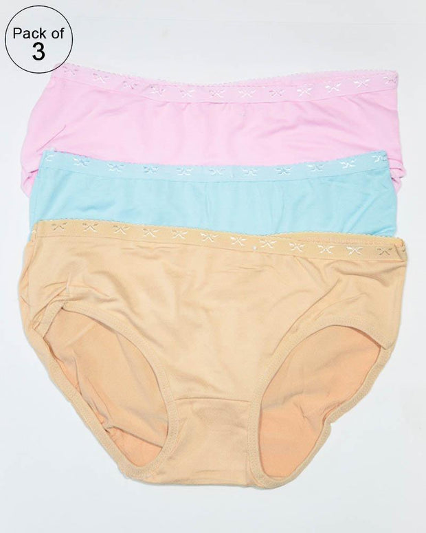 Pack of 3 Women Soft Cotton Plain Panty – AF-115 – Mix Colors