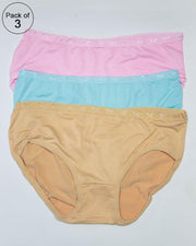 Pack of 3 Women Soft Cotton Plain Panty – AF-115 – Mix Colors