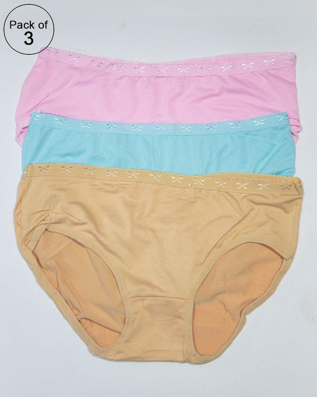 Pack of 3 Women Soft Cotton Plain Panty – AF-115 – Mix Colors
