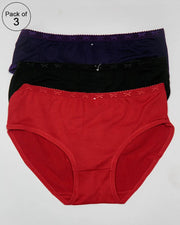 Pack of 3 Women Soft Cotton Plain Panty – AF-115 – Mix Colors