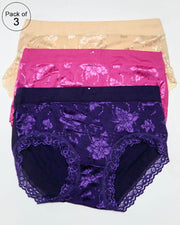 Pack of 3 Womens Underwear Hipster Elastic Panties – AF-116 – Mix Colors