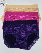 Pack of 3 Womens Underwear Hipster Elastic Panties – AF-116 – Mix Colors