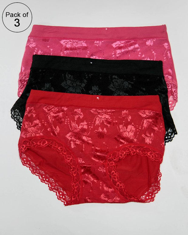 Pack of 3 Womens Underwear Hipster Elastic Panties – AF-116 – Mix Colors