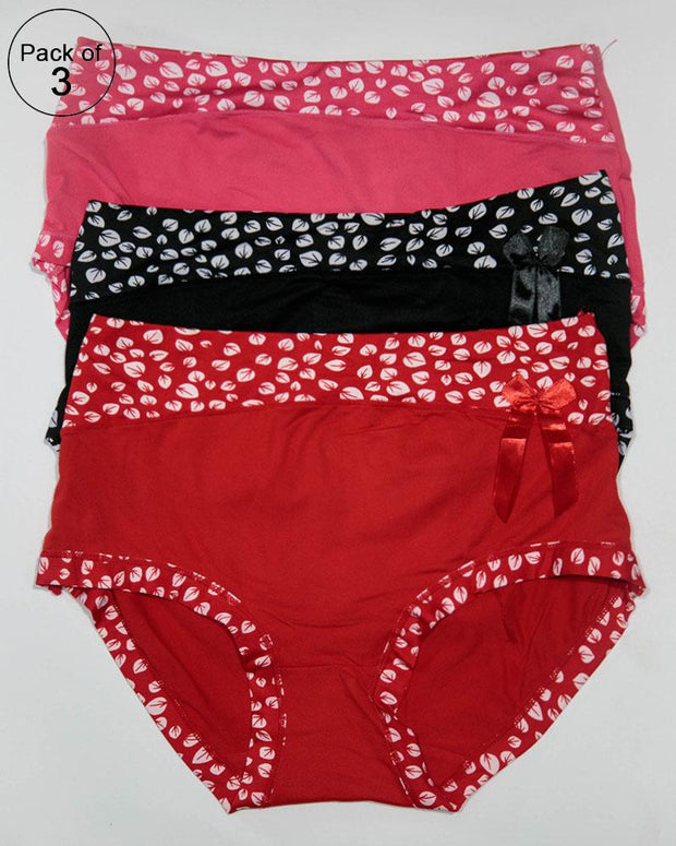 Pack of 3 Womens Cotton Printed Panties – AF-117 – Mix Colors