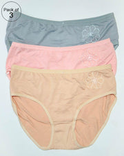 Pack of 3 Womens Cotton Plain Panties – AF-118 – Mix Colors