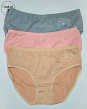 Pack of 3 Womens Cotton Plain Panties – AF-118 – Mix Colors