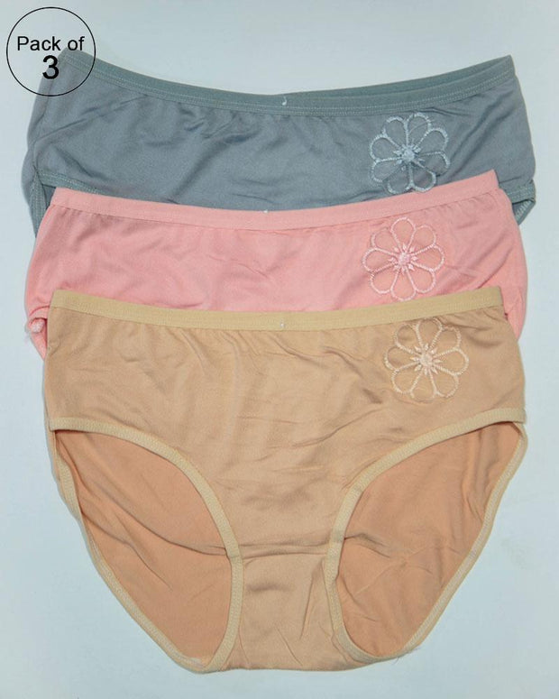 Pack of 3 Womens Cotton Plain Panties – AF-118 – Mix Colors