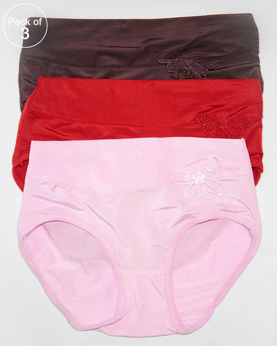 Pack of 3 Womens Silk Plain Panties – AF-119 – Mix Colors