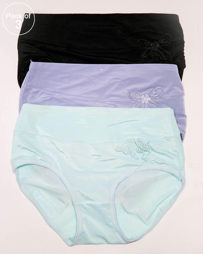 Pack of 3 Womens Silk Plain Panties – AF-119 – Mix Colors