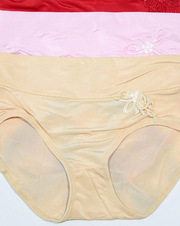 Pack of 3 Womens Silk Plain Panties – AF-119 – Mix Colors