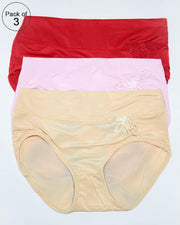 Pack of 3 Womens Silk Plain Panties – AF-119 – Mix Colors