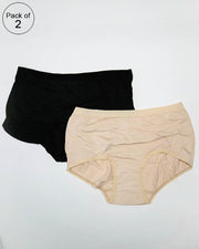 BASIC HIGH WAIST COTTON PANTY PACK OF 3 - FL-511 - BLACK SKIN & WHITE