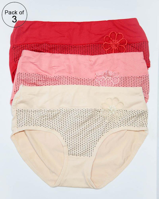 Pack of 3 Womens Polka Dotted Panties – AF-122 – Mix Colors