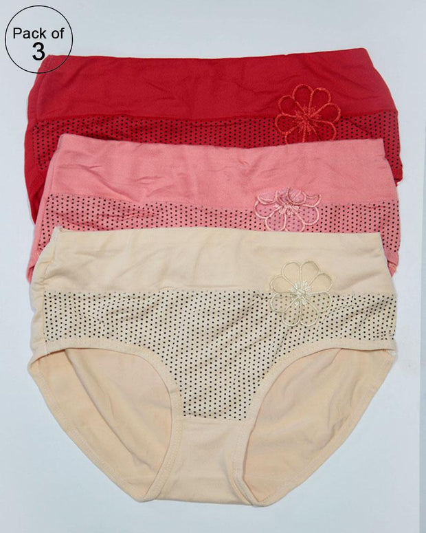 Pack of 3 Womens Polka Dotted Panties – AF-122 – Mix Colors