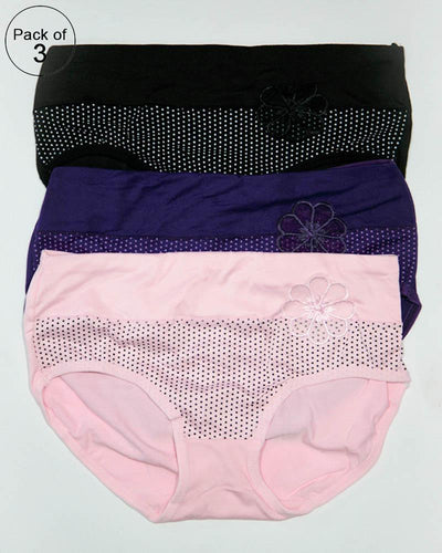 Pack of 3 Womens Polka Dotted Panties – AF-122 – Mix Colors