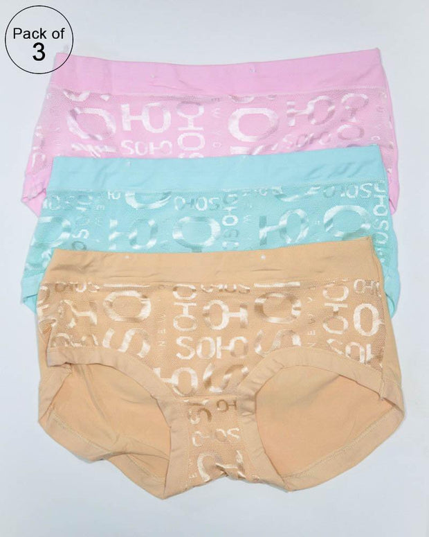 Pack of 3 Womens Fancy Panties – AF-123 – Mix Colors