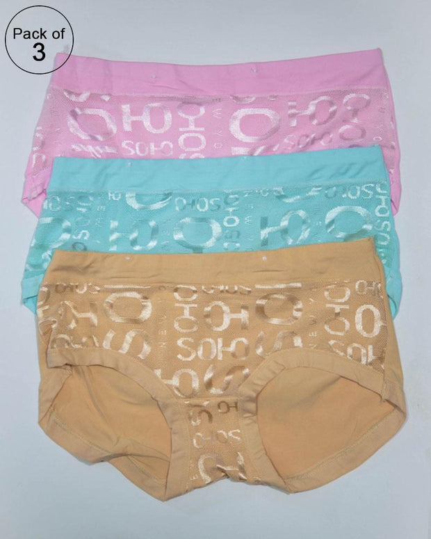Pack of 3 Womens Fancy Panties – AF-123 – Mix Colors