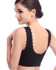 Aire Bra with Lace - Black - Stretchable Non Wired & Single Padded